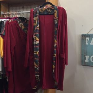 Burgundy Aztec hooded cardigan